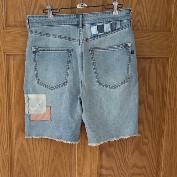 Anthropologie Patchwork Denim Shorts - Blue and Pink Pilcro - Picture 3 of 5